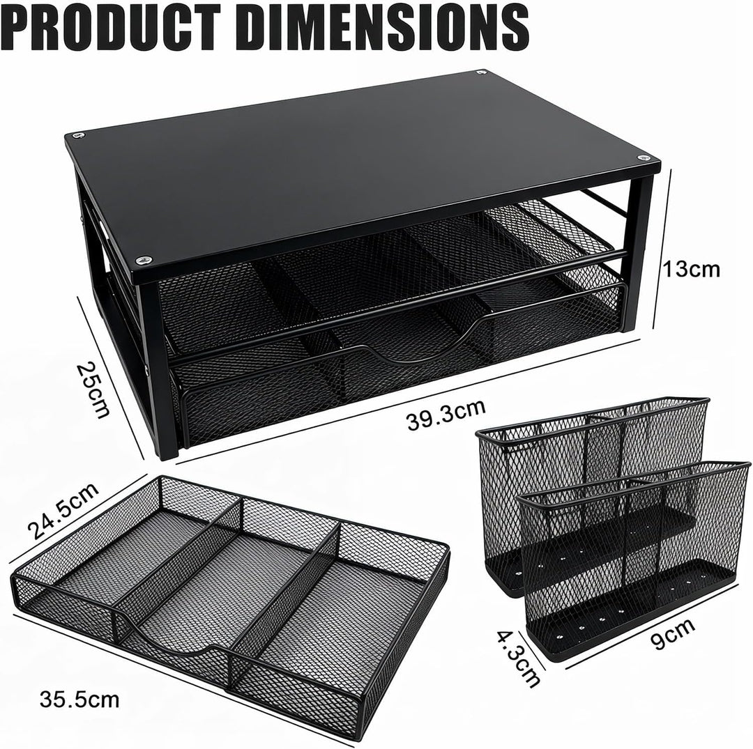 Monitorständer mit Schublade & 2 Stifthaltern - Ergonomische Schreibtisch-Erhöhung für Laptop & Bild
