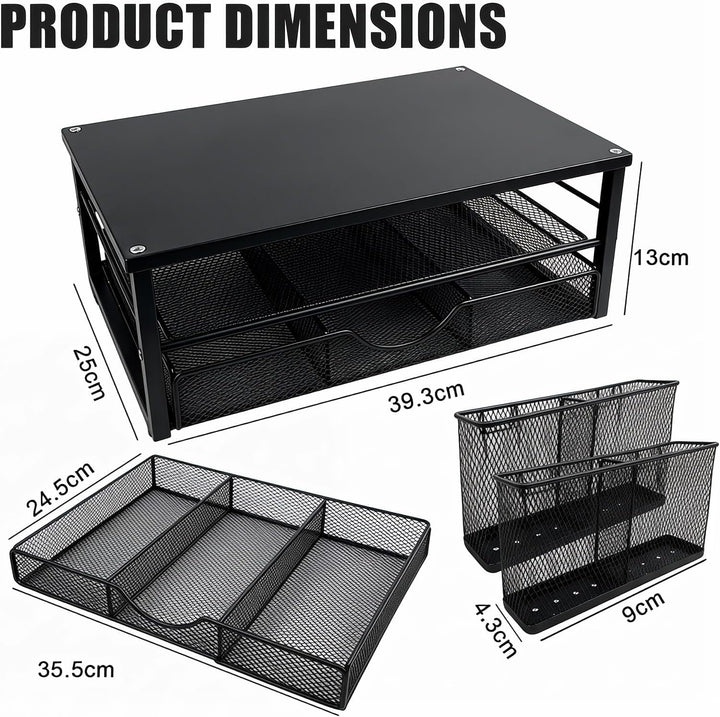 Monitorständer mit Schublade & 2 Stifthaltern - Ergonomische Schreibtisch-Erhöhung für Laptop & Bild