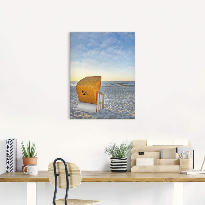 ARTland Leinwandbilder Wandbild Bild auf Leinwand 60x80 cm Strand Meer Strandkorb Küste Ostsee Marit