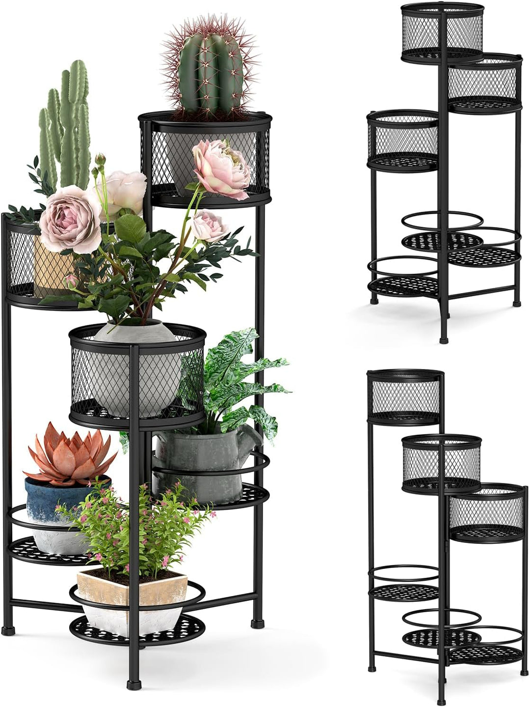 RELAX4LIFE Pflanzenständer Metall, Blumentopfhalter 6 Stufen, Blumenständer mit Drehbarem Design, Bl