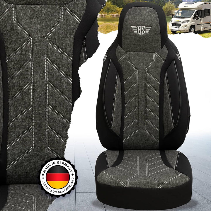 BREMER SITZBEZÜGE Wohnmobil Schonbezüge für FIAT Ducato Jumper Boxer PLKT204 PLKT204 - Schwarz/Anthr