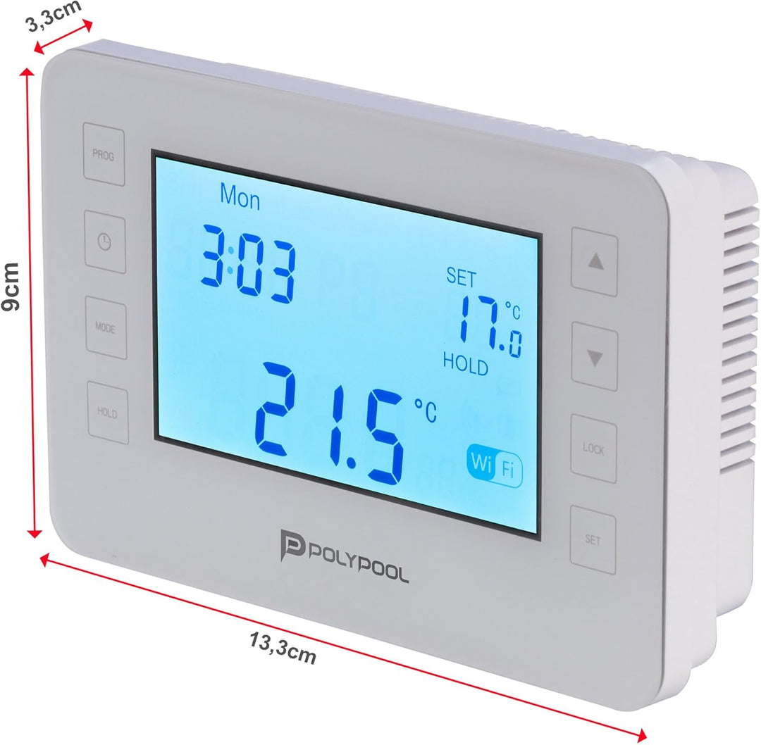 Poly Pool PP1471 Digitaler Thermostat, Smart, WLAN, programmierbar, LCD-Display mit 6 Programmierung