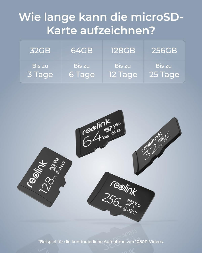 Reolink 128GB microSDXC Speicherkarte, Klasse 10 A2 U3 TF Speicherkarte, kompatibel mit Reolink Über