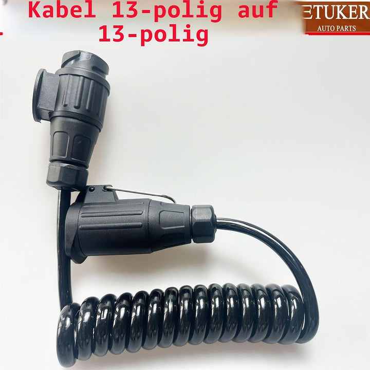 Anhänger Adapter Spiralkabel 7 Polig Max.2M,13 auf 13 Anhänger Verlängerung Kabelverbinder fur LKW R