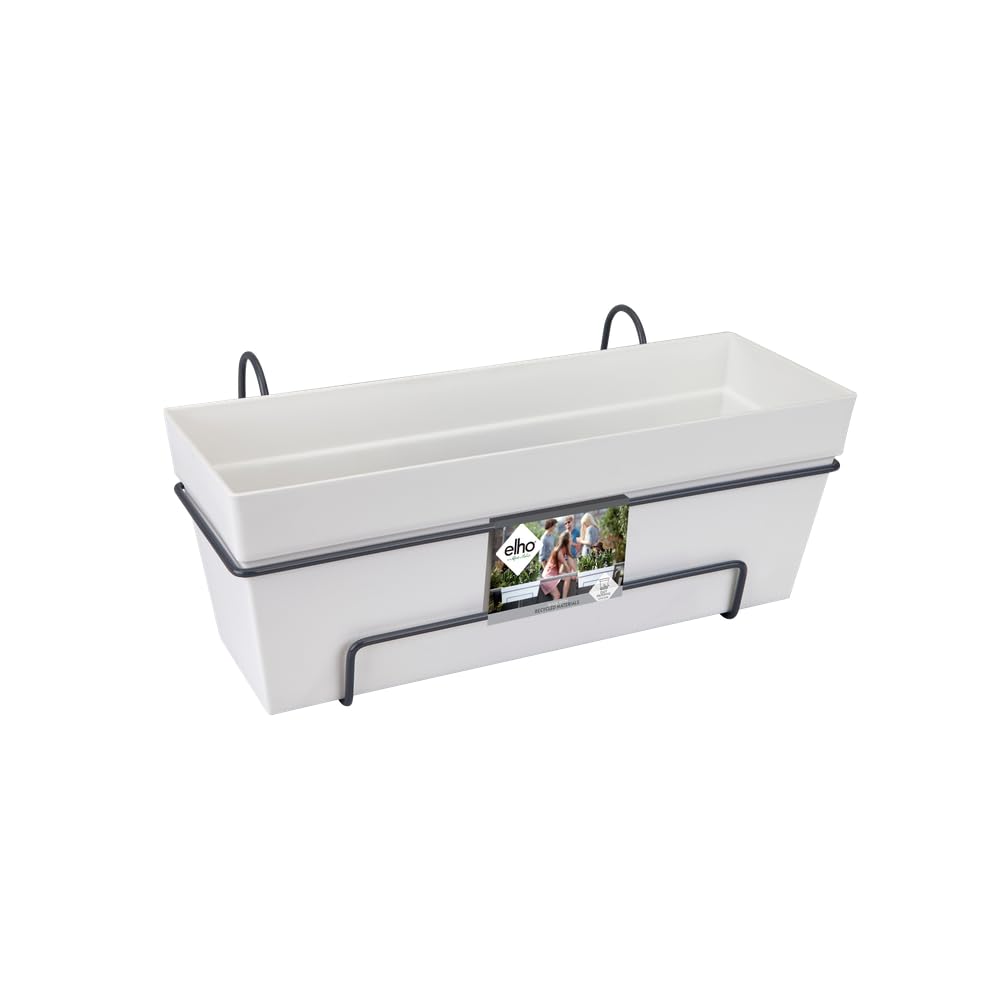 elho Loft Urban Balkonkasten Allin 1 50 - Übertopf für Balkon &amp; Aussen - Ø 49.0 x H 20.5 cm - Weiss/