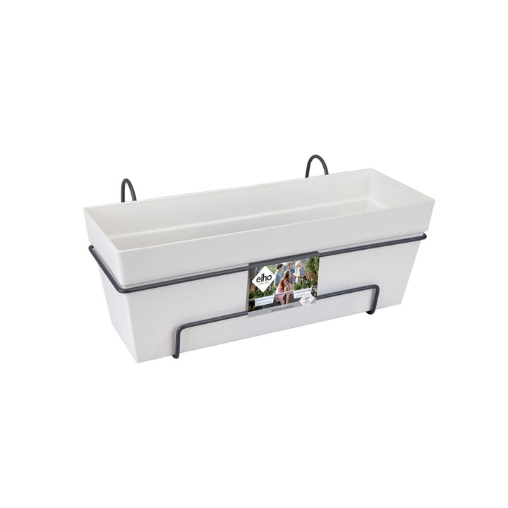 elho Loft Urban Balkonkasten Allin 1 50 - Übertopf für Balkon &amp; Aussen - Ø 49.0 x H 20.5 cm - Weiss/