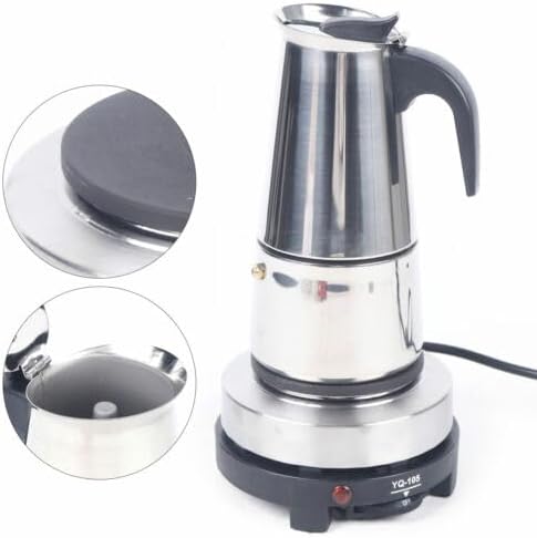 Espressokocher, Edelstahl Espressokännchen 6 Tassen 300ml Espressokanne Elektrische Kaffeekanne mit