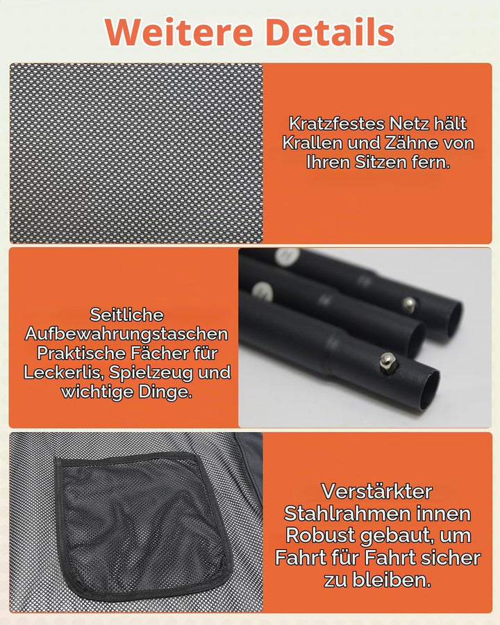 Hundeschutzgitter Hunde Autobarriere 127 cm, Schutznetz Barriere Trennnetz, universell passende Hund