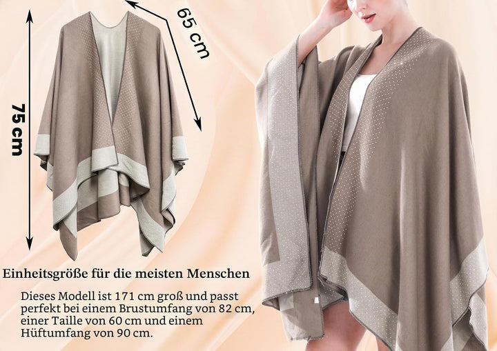 Shmily Girl Damen Poncho Habe Gestrickt Überdimensionalen Decke Kap-Schal Hot Diamond Beige, Hot Dia