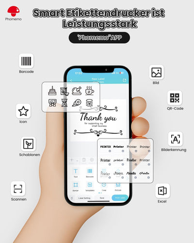 Phomemo M220 Etikettendrucker Flaggschiff Thermo Etiketten Drucker,80mm Tragbarer Etikettendrucker B
