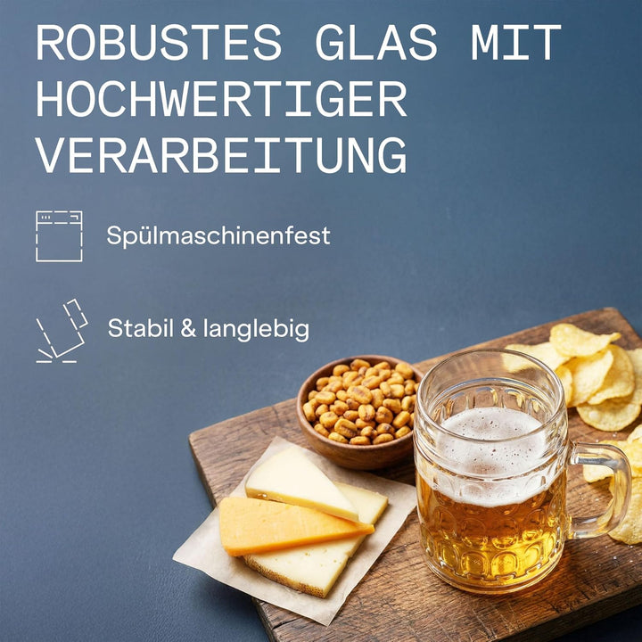 Stölzle Lausitz Bierkrug Kaiser / 6er Set Bierkrüge 0,5 Liter/Stabiler Bier Krug/Biergläser 0,5 Lite