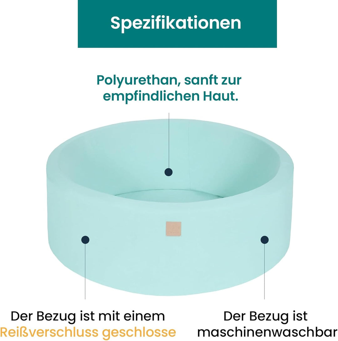 MEOWBABY Bällebad Baby ohne Bälle - Rund 90x30cm Ballgruben für Kinder, Cotton, Dunkelgrau, Dunkelgr