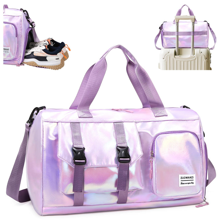 Sporttasche Damen Reisetasche mit Schuhfach und Nassfach, Wasserdicht Schwimmtasche Frauen Glitzer G