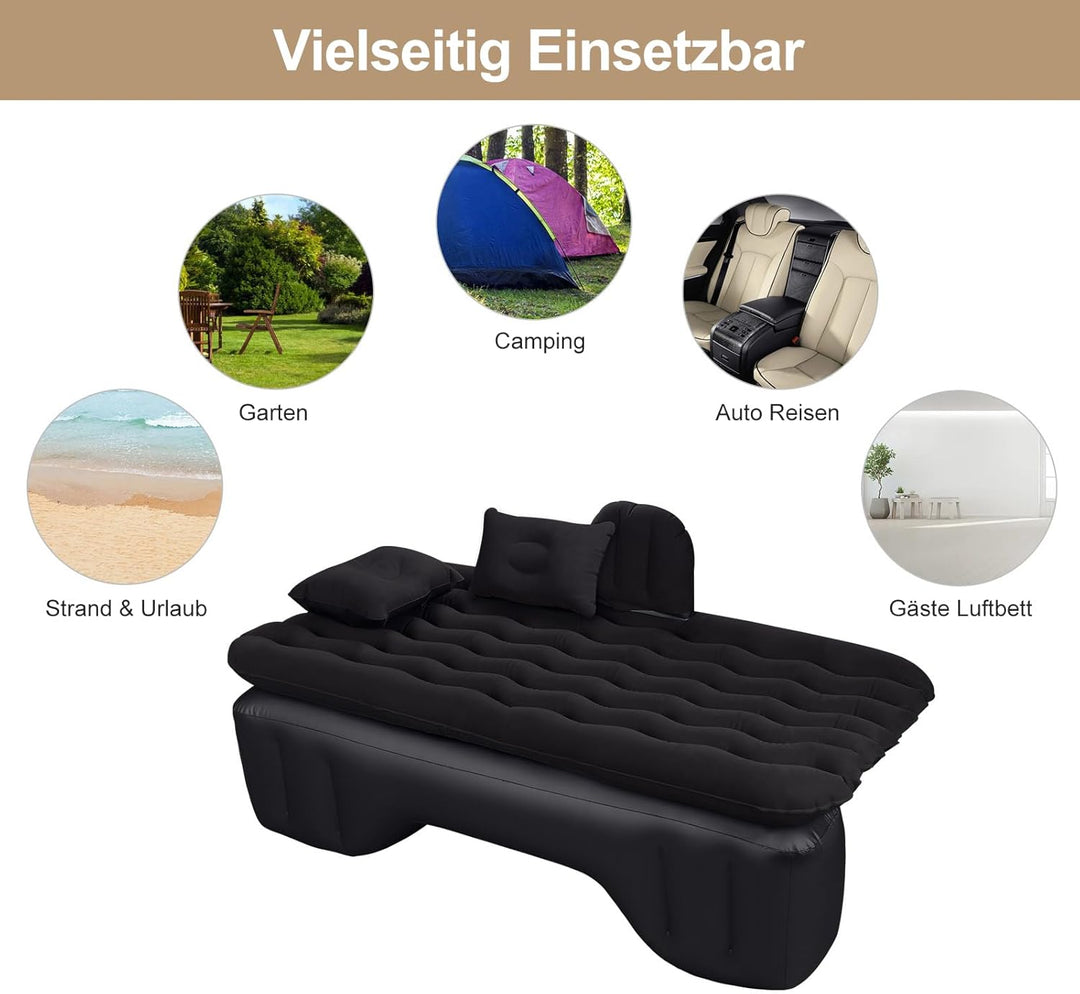Auto Luftmatratze 128x70cm Aufblasbare Matratze für Rücksitz & Kofferraum, Tragbares Auto Reisebett