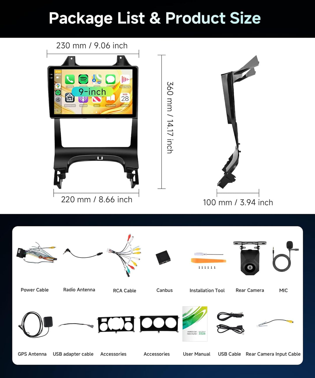 4G+64G Rimoody Android Autoradio für Peugeot 3008 5008 2009-2016 9 Zoll HD Wireless Carplay Autoradi