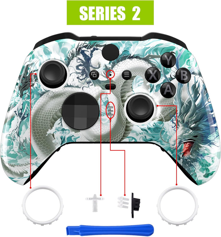 eXtremeRate Front Gehäuse Case für Xbox Elite Series 2/2-Core Controller,DIY-Ersatz Hülle&Thumbstick