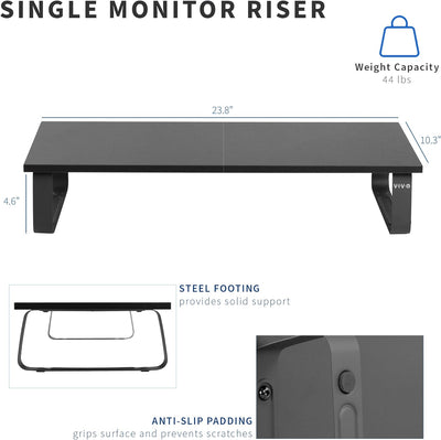 VIVO Monitorständer, 61 cm (24 Zoll), Holz und Stahl, Desktop-Erhöhung, Bildschirm, Tastatur, Laptop