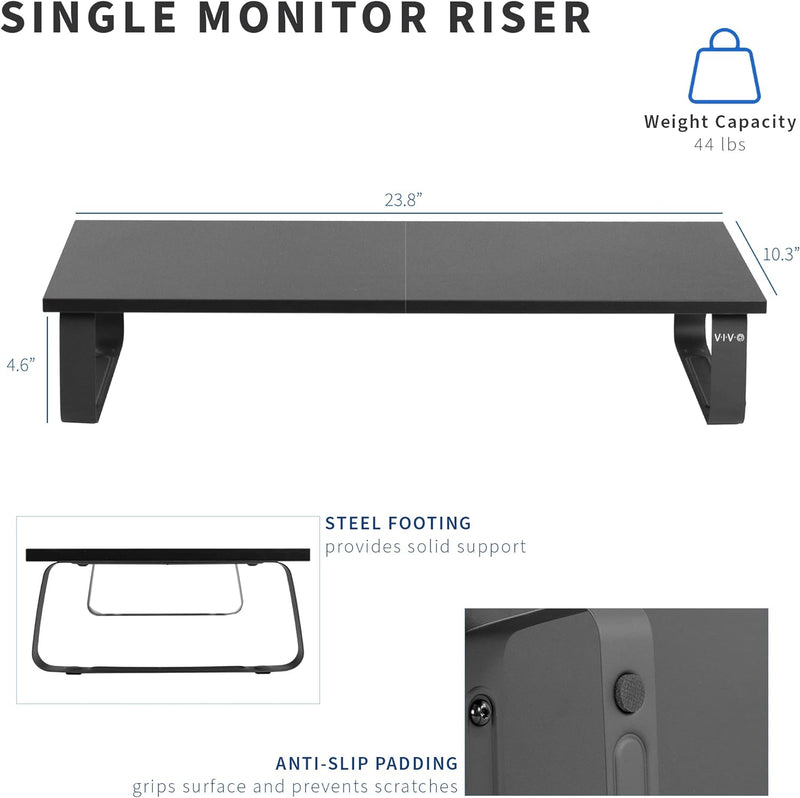 VIVO Monitorständer, 61 cm (24 Zoll), Holz und Stahl, Desktop-Erhöhung, Bildschirm, Tastatur, Laptop