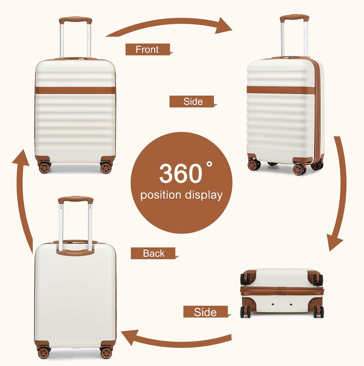 KONO Koffer Trolley Handgepäck Koffer Reisekoffer von ABS+PC Hartschalenkoffer mit 4 Rollen TSA Schl