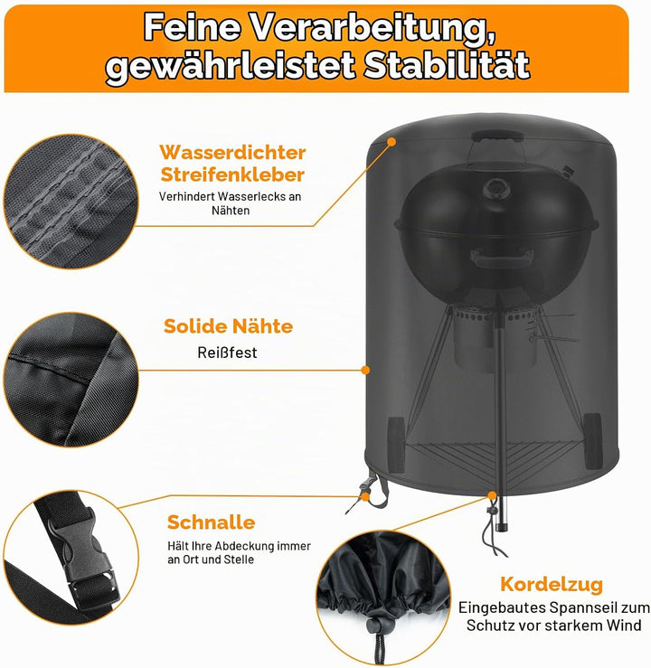 Abdeckung für Weber Kugelgrill 47cm Abdeckhaube Grill 47 cm, 500D Oxford Wasserdicht Winddicht Hülle
