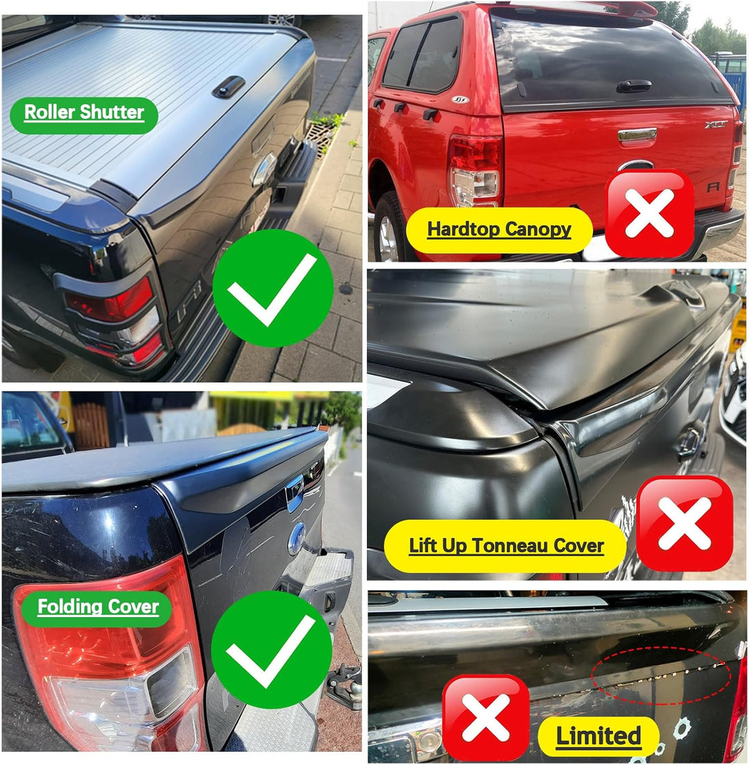 JHCHAN Heckklappenschutz Ladekantenschutz Spoiler Ladefläche Zubehör für Ford Ranger 2012-2022 T6 T7