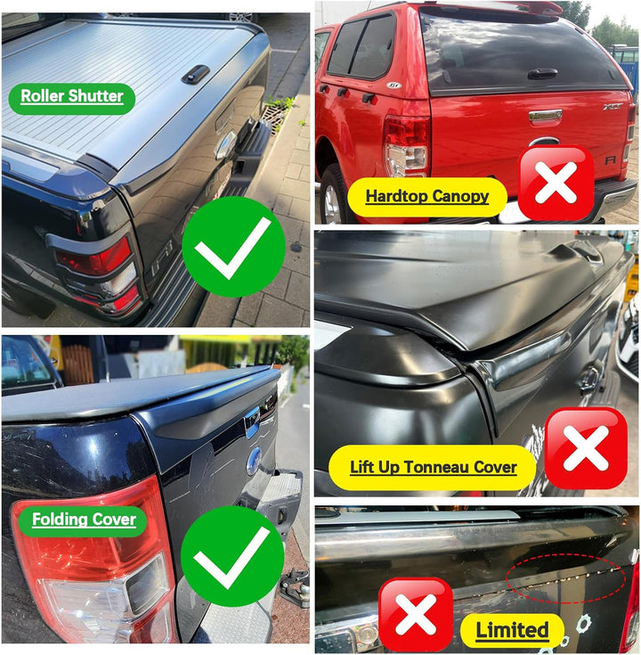 JHCHAN Heckklappenschutz Ladekantenschutz Spoiler Ladefläche Zubehör für Ford Ranger 2012-2022 T6 T7