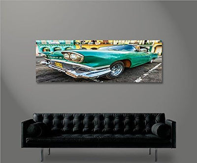 islandburner Bild Bilder auf Leinwand Taxi Cuba Havanna Kuba Panorama XXL Poster Leinwandbild Wandbi