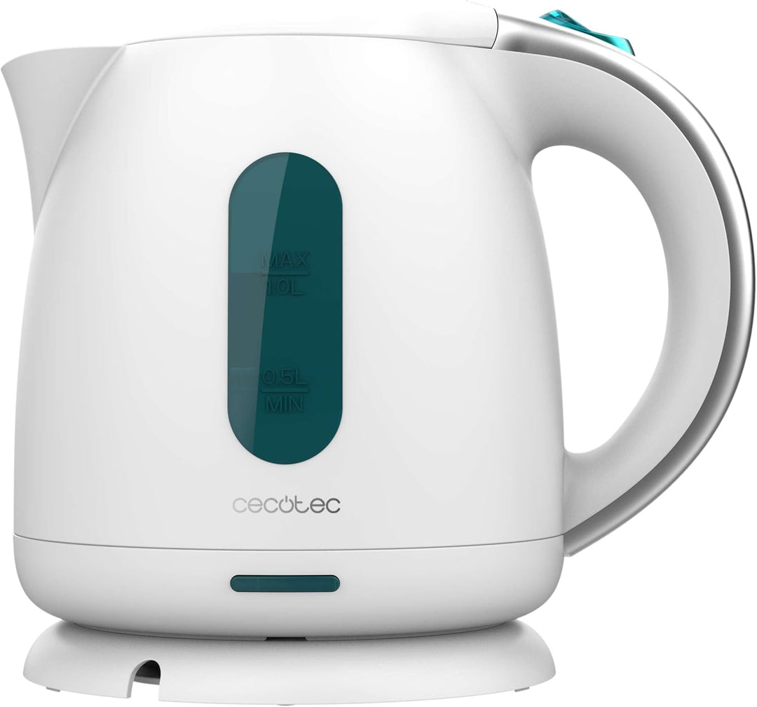 Cecotec Wasserkocher, 1 L Kapazität, Thermosense 140 White, 2200 W, Schnelles Erhitzen, Anti-Kalk-Fi