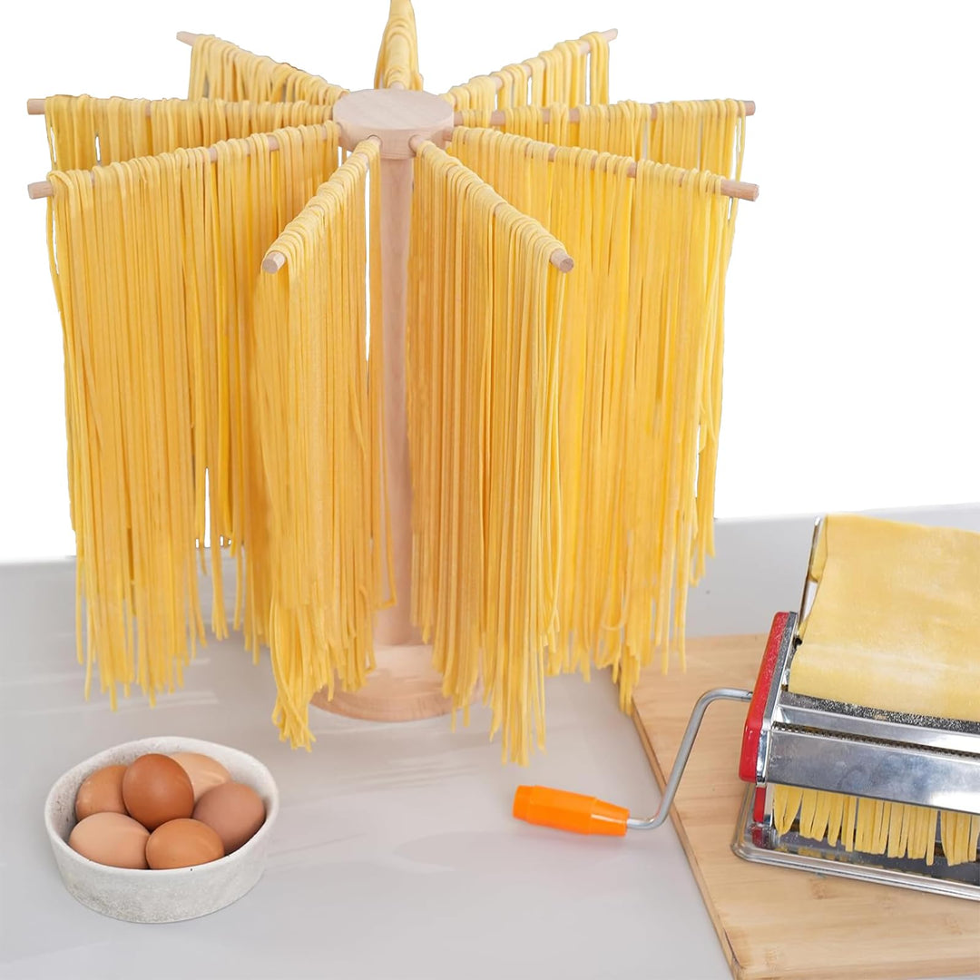AIXIMA Nudel Trockenständer, Nudeltrockner, Grosses Nudeltrockner Holz mit 9 Abnehmbar Arme mit Sock