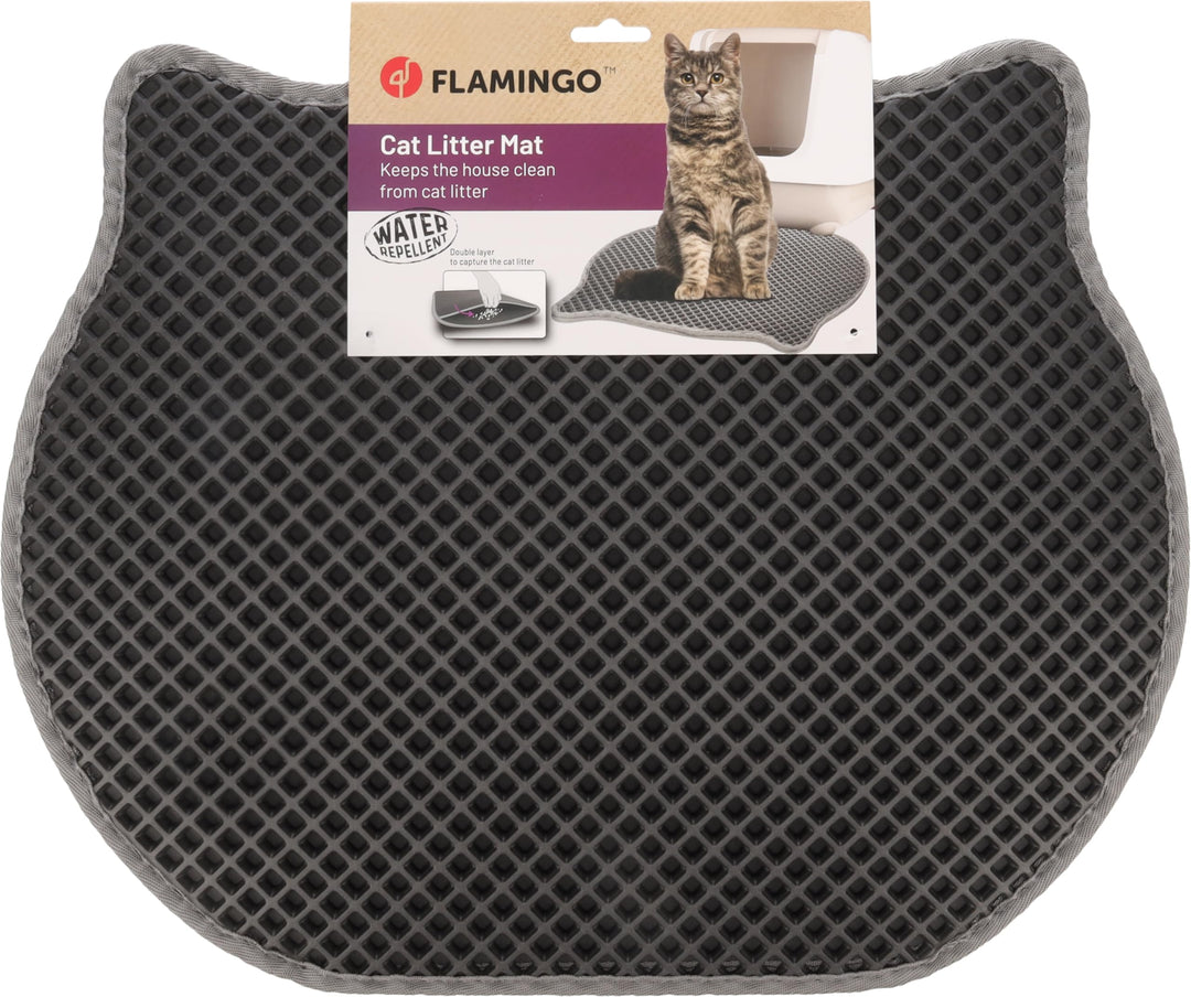 Flamingo Matz Katzenklo-Matte - Grau, 50 x 40 x 1,3 cm, rutschfest und Langlebig, Ideal für Maine Co