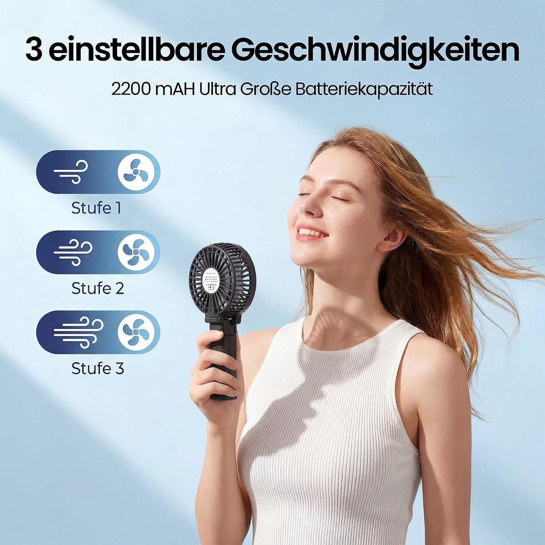 efluky Handventilator, Tragbarer Mini Ventilator, Faltbarer USB-Ventilator Wiederaufladbar, Tragbare