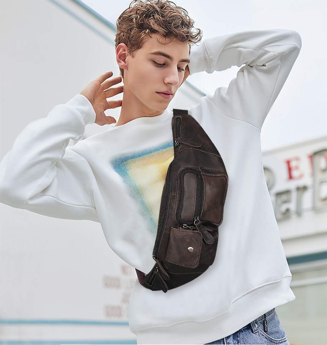FANDARE Neu Gürteltasche Bauchtasche Brusttasche Herren Sling Bag wasserdichte Geeignet Hüfttasche J