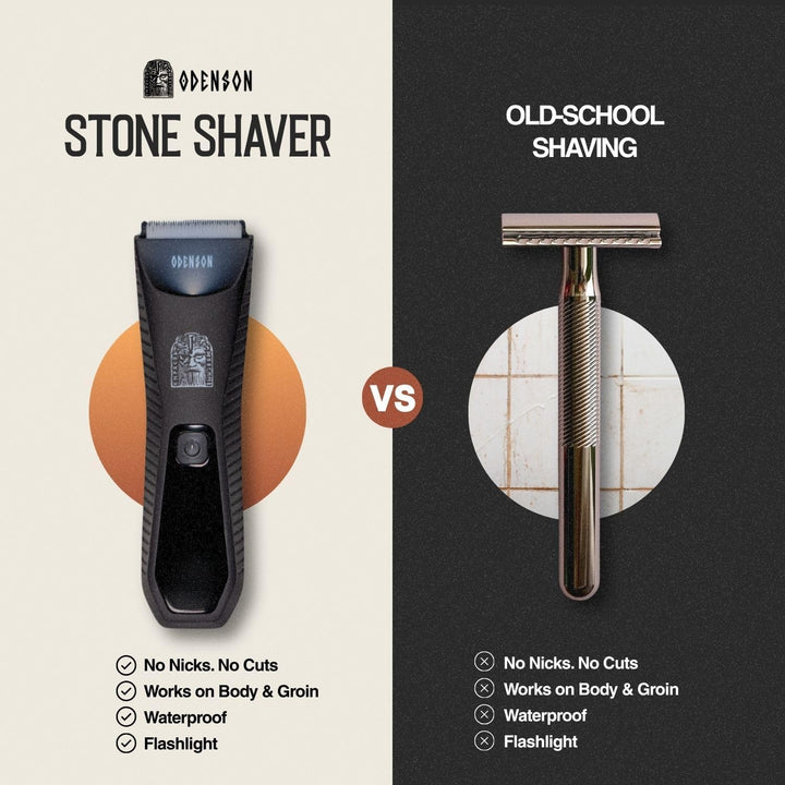 Odenson Stone Shaver Bart- und Körperrasierer für Herren, kabellos, wasserdicht, Haarschneider und T