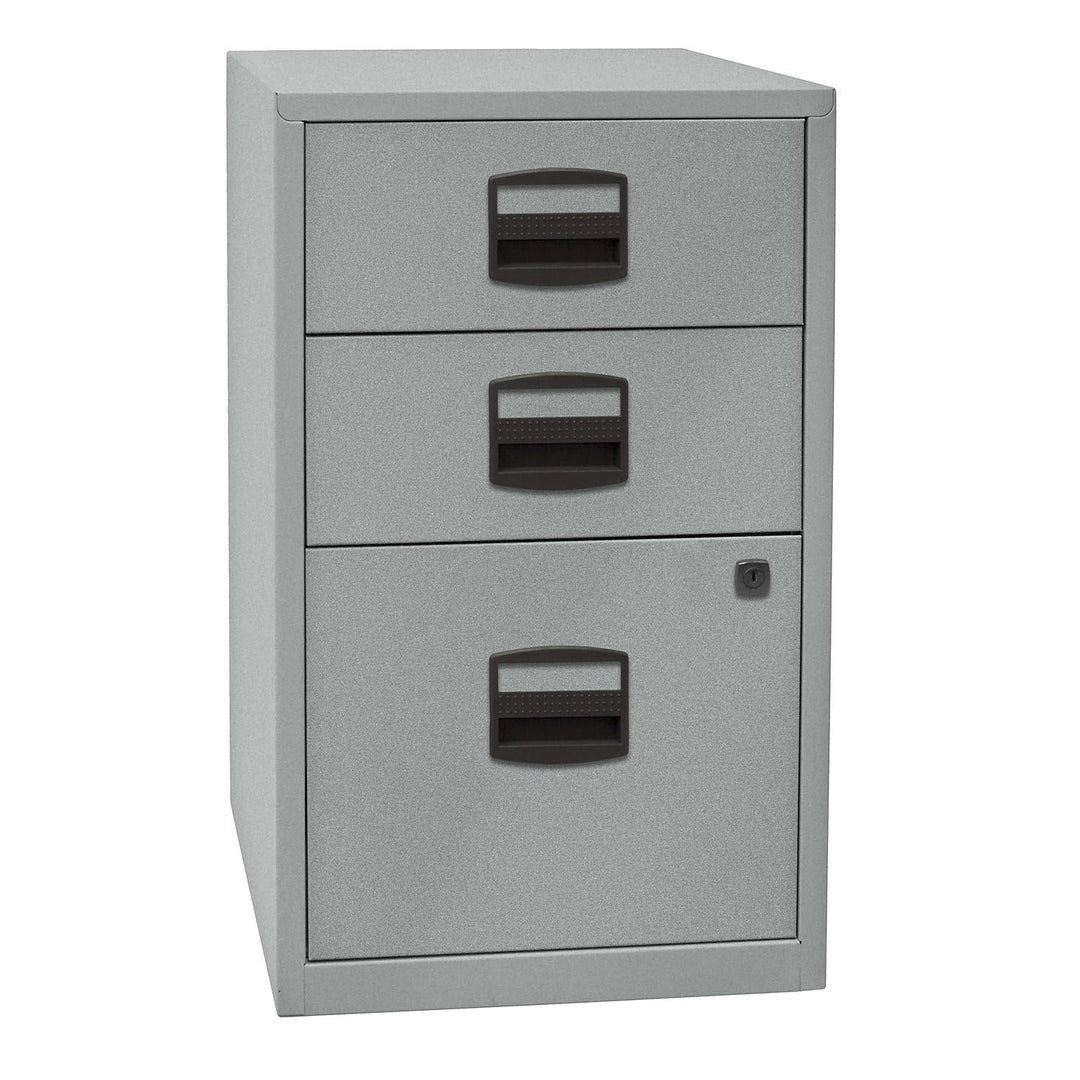Bisley Home Beistellschrank PFA, 2 Universalschubladen, 1 HR-Schublade, Metall, 355 Silber, 40 x 41.