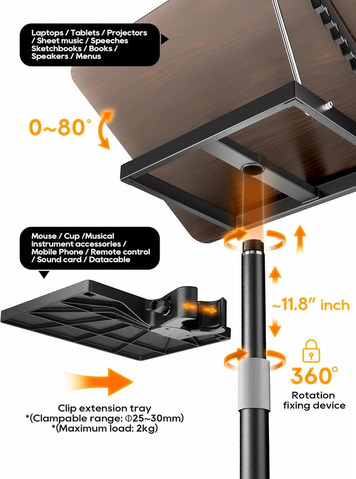 2 in 1 Verstellbarer Buchständer - Dual-Use Boden- und Schreibtisch-Buchhalter, Höhenverstellbar 60