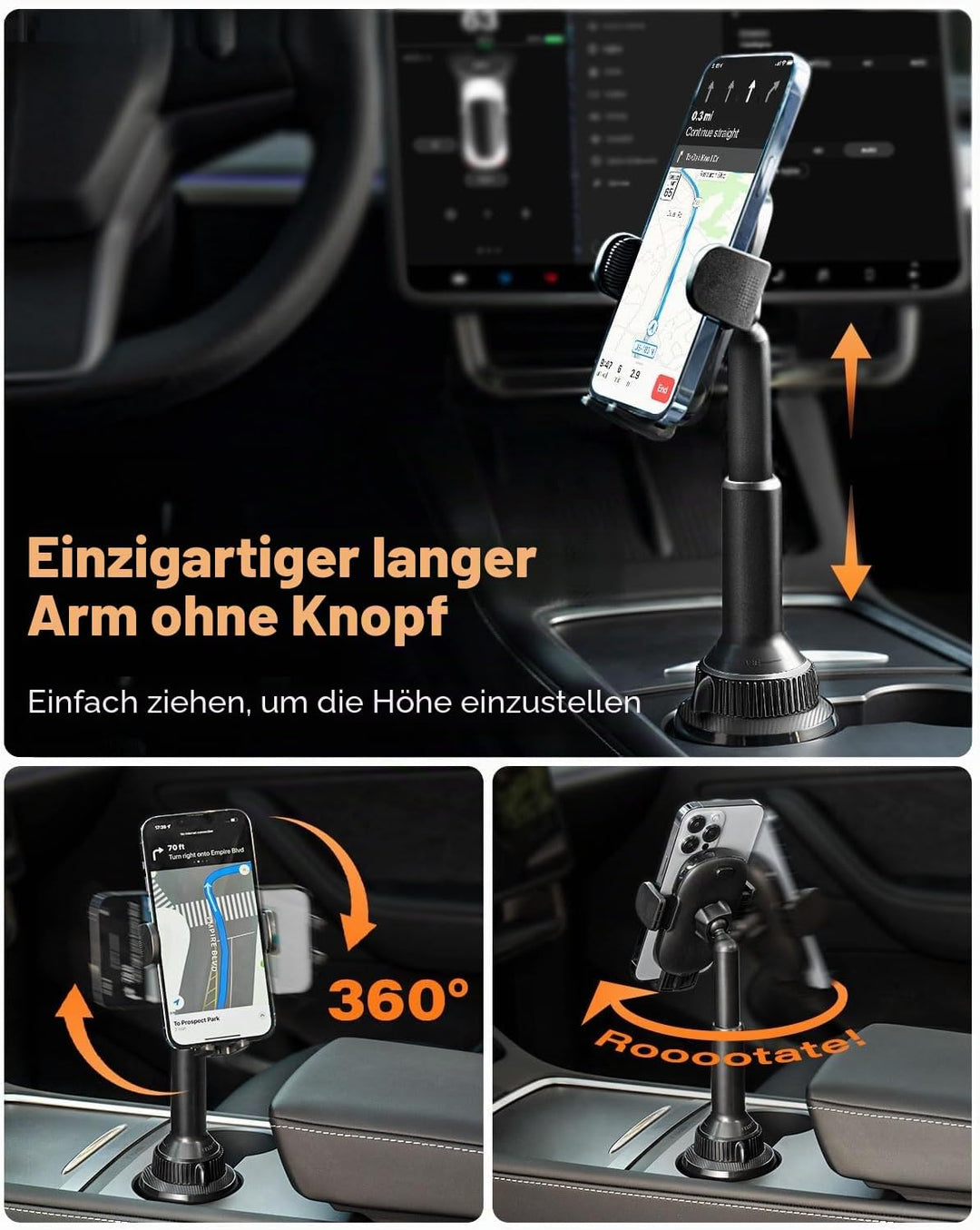 APPS2Car Handyhalterung Auto Getränkehalter, Handyhalterung Auto Becherhalter, Mercedes Handy Halter