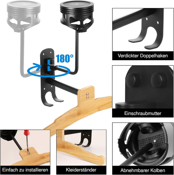 Motorrad Zubehör für Biker – 2-in-1 Wandhalterung für Helm & Jacke – Stylischer Helmhalter im Totenk