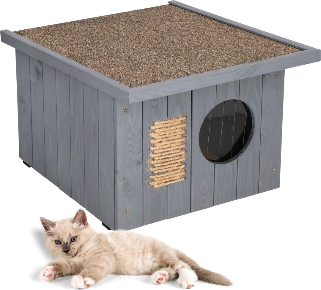 Katzenhaus Outdoor Winterfest, Katzenhaus Isoliert, Clawsable, Holz Outdoor, Katzenhütte 49,5 x 58 x