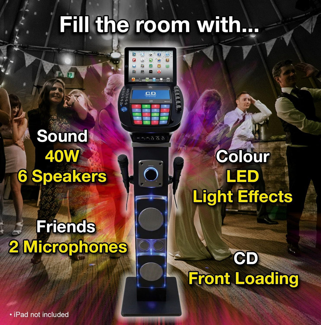 KARAOKE Easy Bluetooth System mit Lautsprechersockel - Professionelles CDG-System mit 6 Lautsprecher