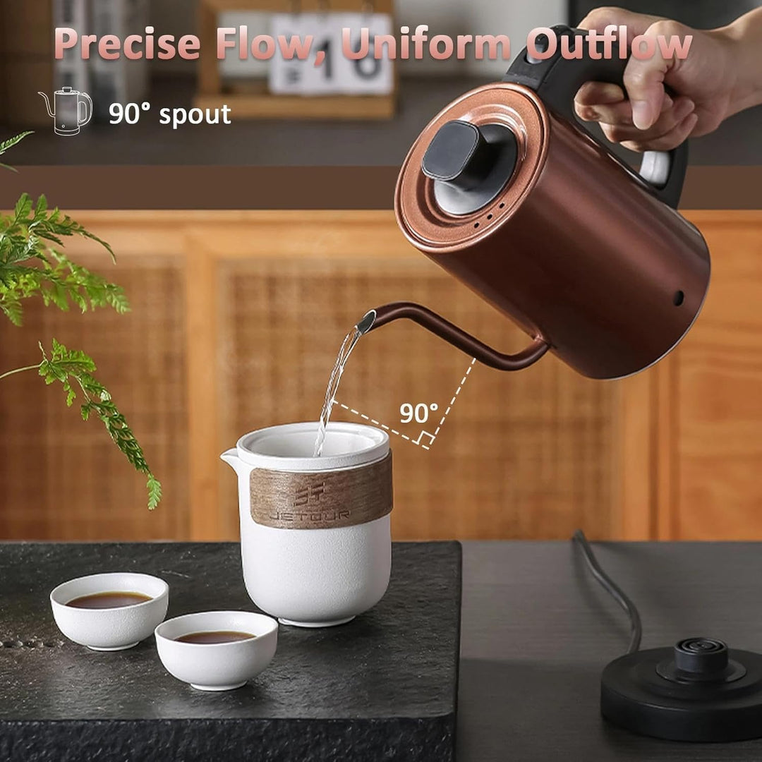 Schwanenhals Elektrokocher 0,8L, 304 Edelstahl (BPA-Frei), 600W Schnellaufheizung, Kompaktes Kupferd