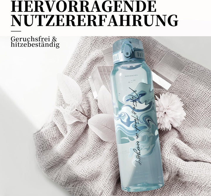 UZSPACE Trinkflasche Sport 1L, Tritan Bpa-Frei Trinkflasche Auslaufsicher mit Einhandbedienung, Kohl