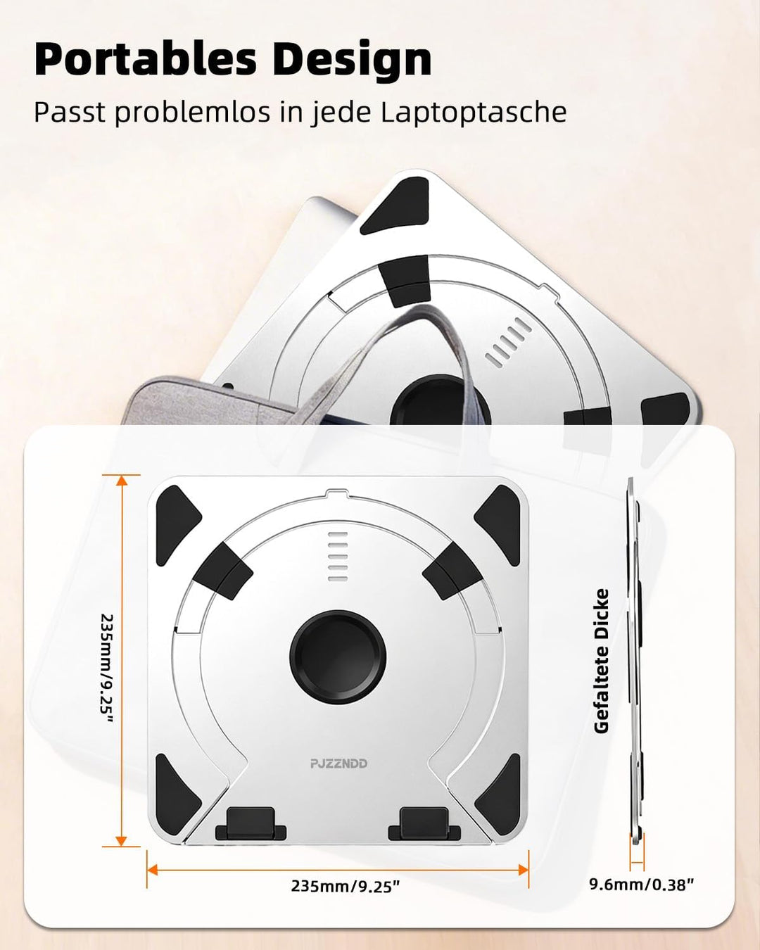 Laptop Ständer Höhenverstellbar mit 360° Drehbarer, Faltbarer Aluminium Notebook Ständer für Schreib