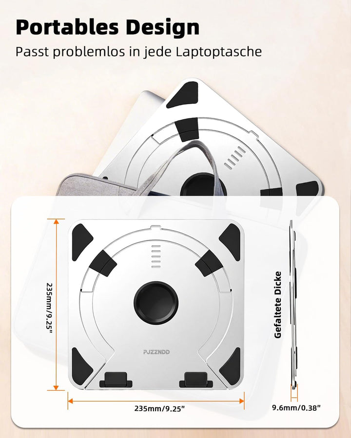 Laptop Ständer Höhenverstellbar mit 360° Drehbarer, Faltbarer Aluminium Notebook Ständer für Schreib