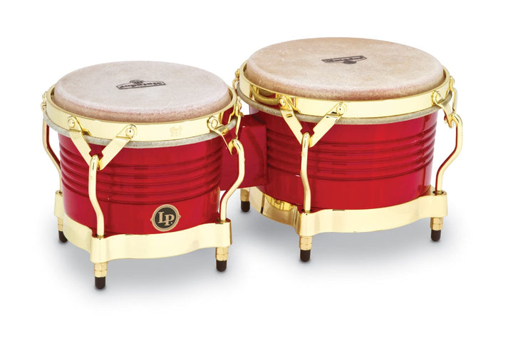 LP Latin Percussion LP811008 Matador Wood Bongo Red Gold Hardware Rot, Gold HW, Rot, Gold HW