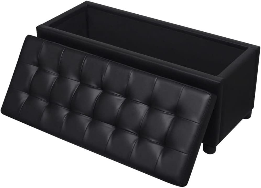 vidaXL Ottomane Sitzhocker Bank Sitzwürfel Sitztruhe Couchtisch Aufbewahrungsbox Schwarz, Schwarz