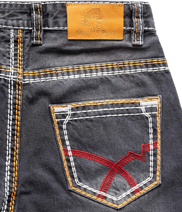 Rock Creek Herren Designer Jeans Hose Dicke Nähte Vintage Blau RC-2056 31W / 30L Dunkelgrau - Rc-216