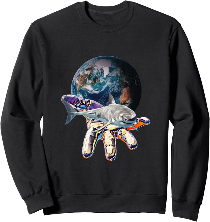 Weisser Hai Motiv Haie Raubfisch Zähne Rückenflosse Hai Sweatshirt