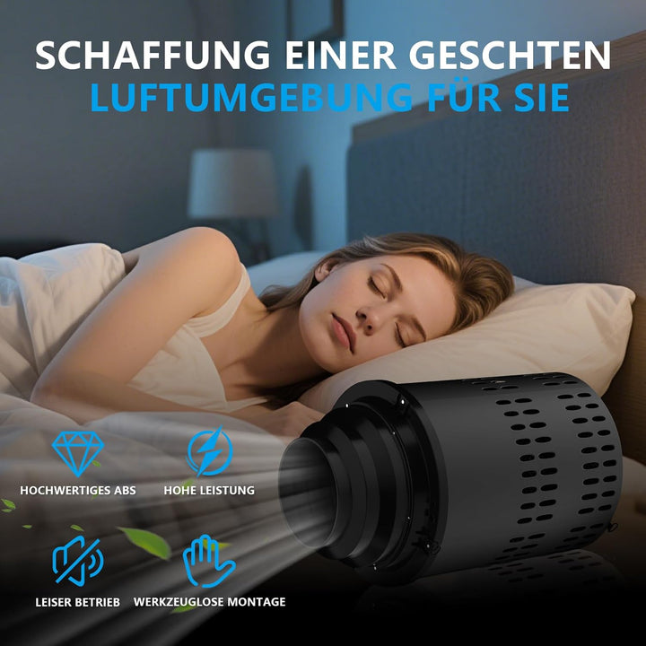 2 In 1 Aktivkohlefilter Rohrventilator 150mm, Kompatibel Mit LüFtungsrohren 100mm 125mm 150mm Austau