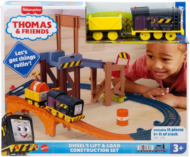 Thomas & Friends batteriebetriebenes Spielzeugeisenbahn-Set Diesels Baustellen-Set mit Schienen und