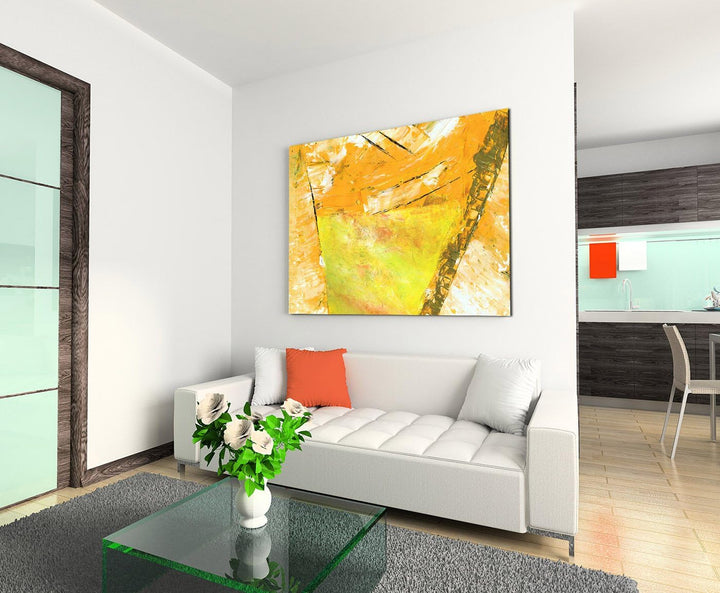 Paul Sinus Art 80x60cm Fotoleinwand Leinwanddruck Kunstdruck Wandbild orange gelb grün gemalt